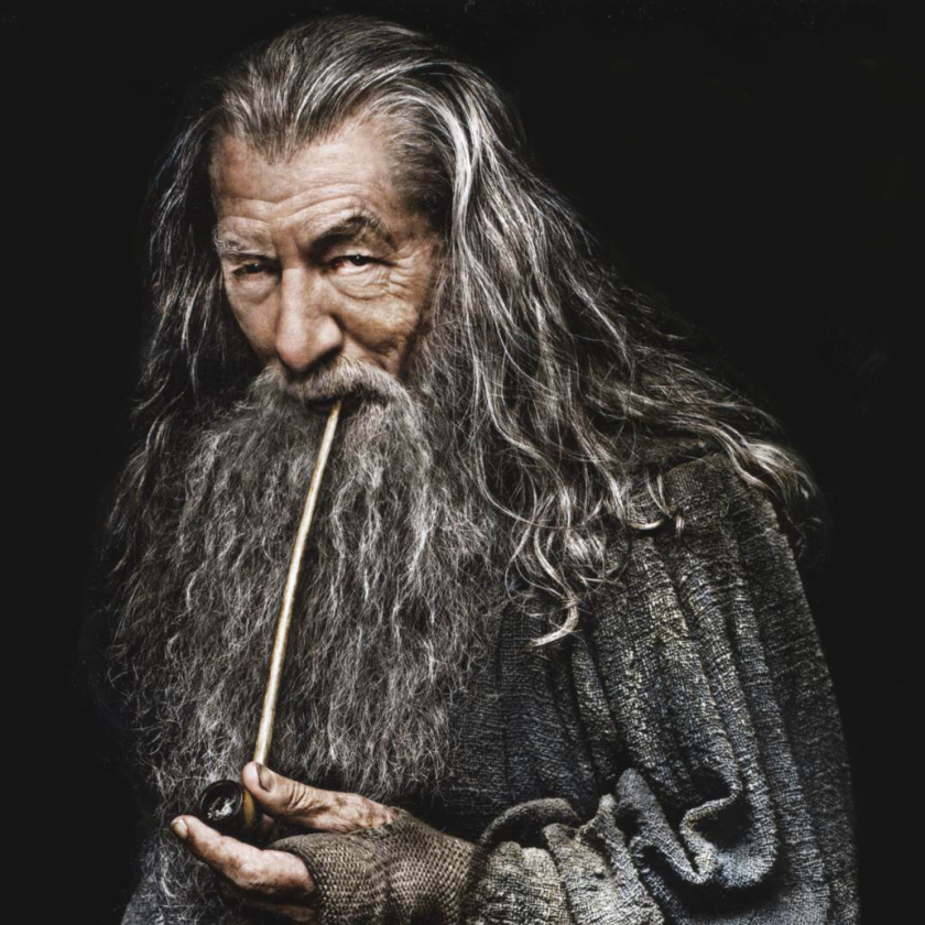 Painting of a kindly-looking Gandalf